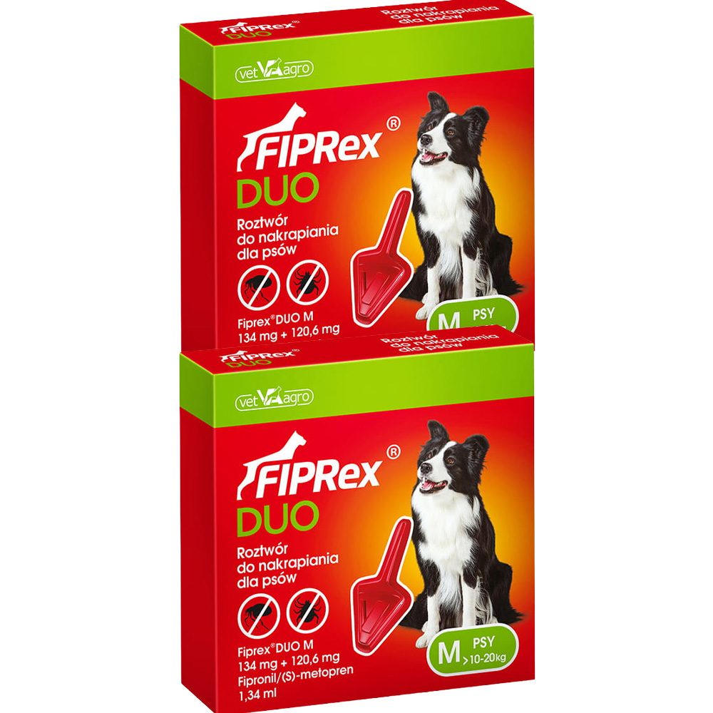 Fiprex DUO M KROPLE na pchły kleszcze dla psa 10-20kg na 2 miesiące ochrony